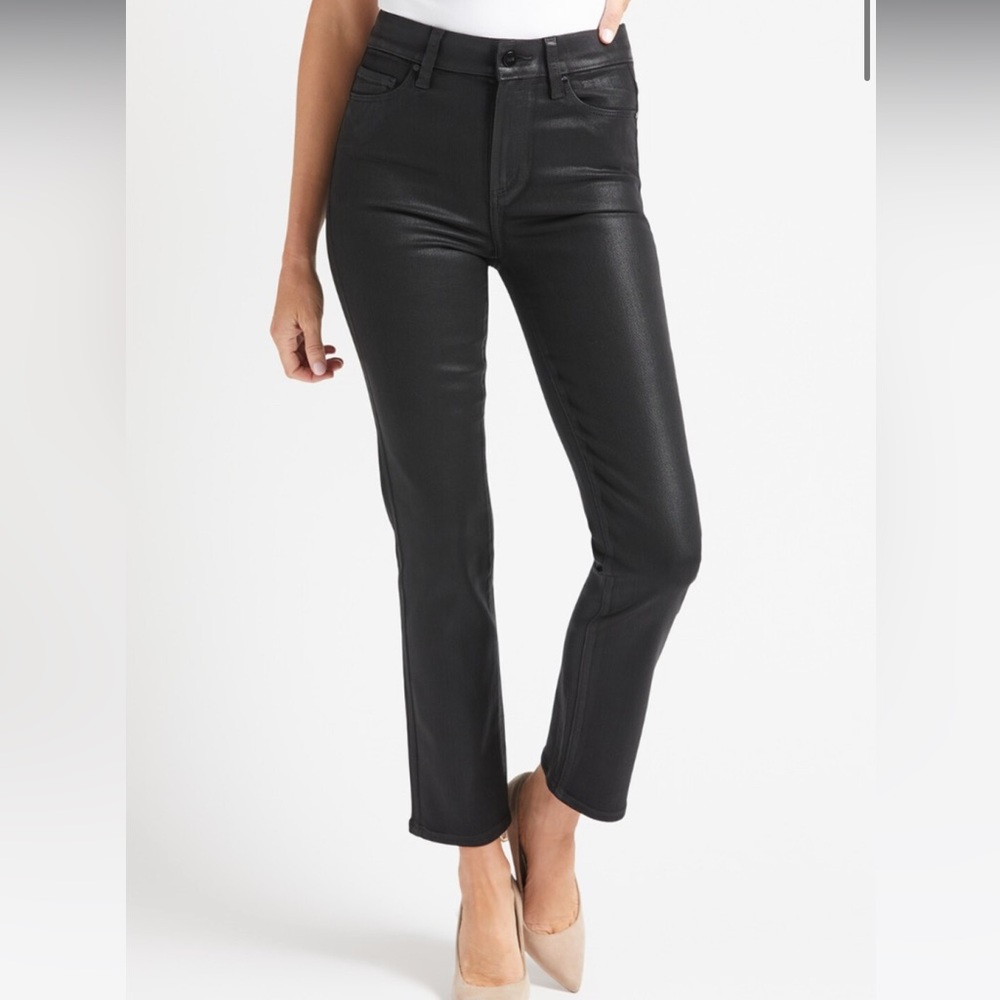 NWT Paige Luxe Black Coated Denim Size 24
